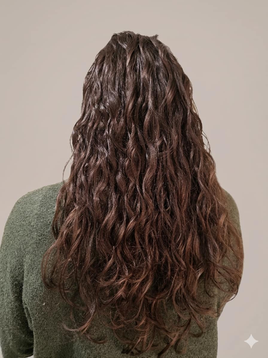 Vibrant, glossy curls radiating confidence and care.