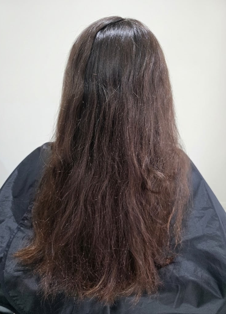 Dull, tangled texture with uneven tone.