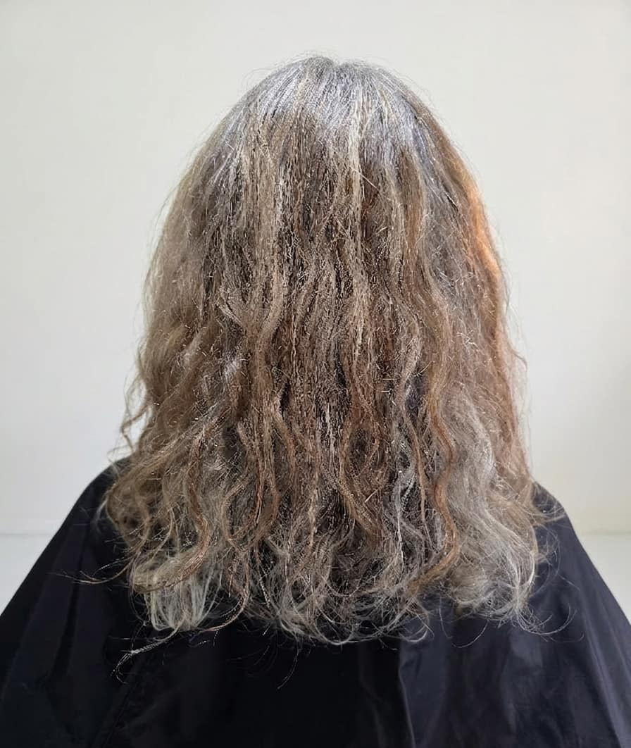 Heavy buildup dulling natural shine.